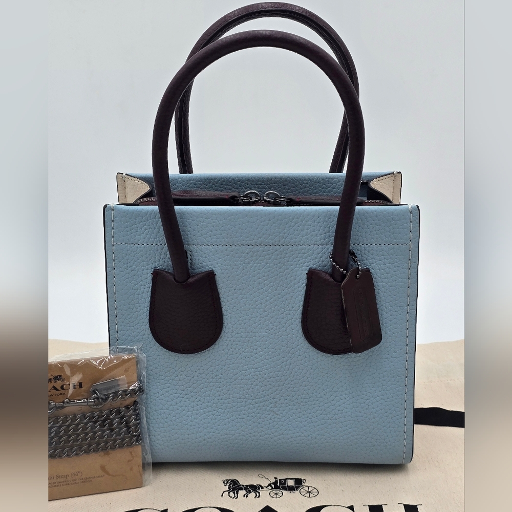Coach Pebble Leather Cashin Carry Tote 22 In Colorblock, EUC - Picture 1 of 16